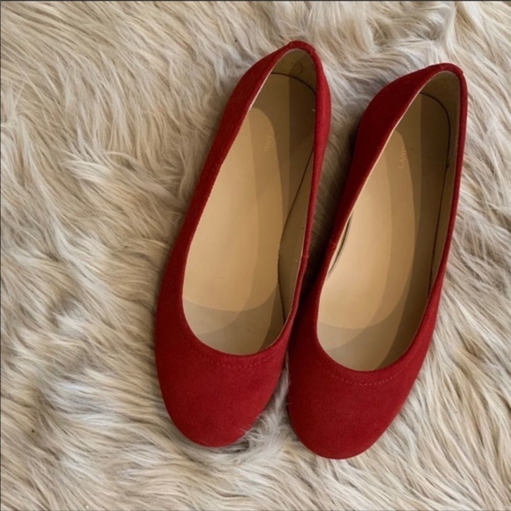 Lands End Red Suede Flats Size 6